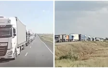 Жүк көліктерінің жүргізушілері Ақтөбе-Орск шекарасында үш күн кезекте тұрғанын айтты