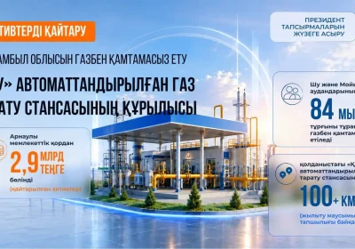 Қайтарылған активтер есебінен Жамбыл облысында 84 мың тұрғын газбен қамтылады