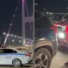 Семейдегі аспалы көпірде полиция көліктерді жаппай тексерді