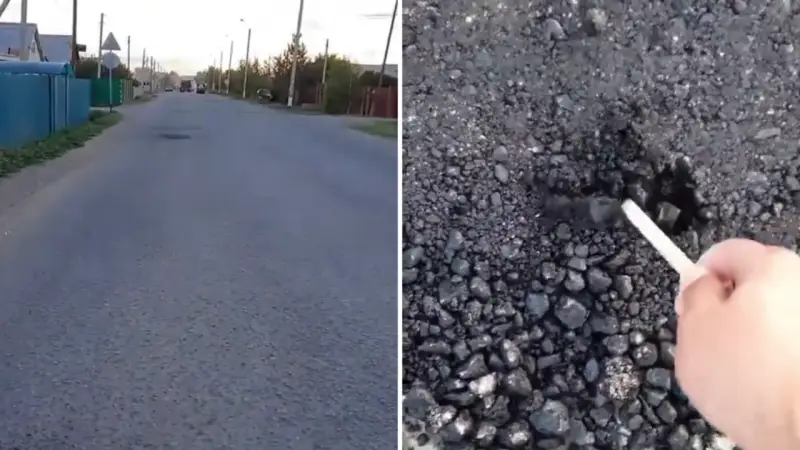 «Асфальт қолмен үгітіліп жатыр»: Степногорск тұрғындары мердігердің жұмысына наразы