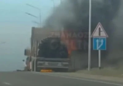 Маңғыстауда жүк көлігінің тіркемесі өртенді