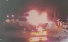Солтүстік Қазақстанда полиция талабына бағынбаған көлік өртеніп кетті